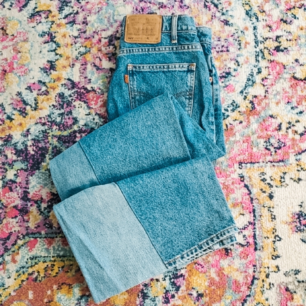 Vintage Levi's 505 Orange Tab Denim Handmade Upcycled Skirt